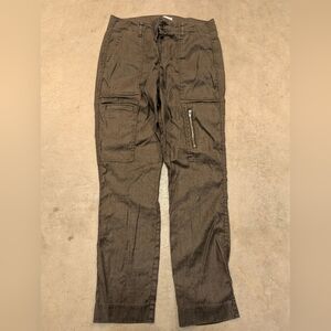 Level 99 Linen Pants Women's 28 Pilling Herringbone Brown